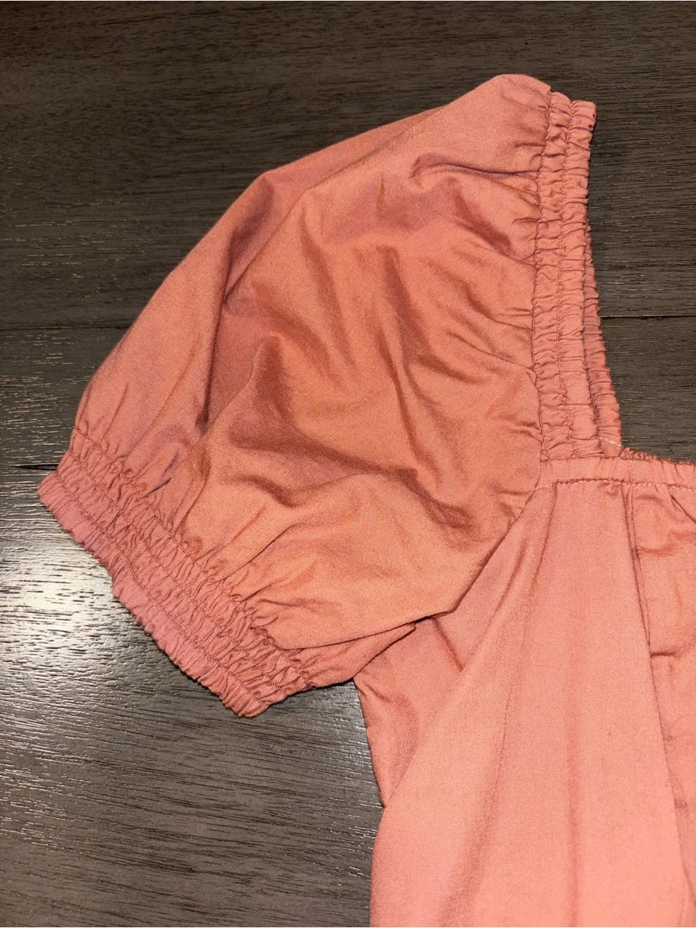 Abercrombie & Fitch Coral Pink Square-Neck Peasant Blouse